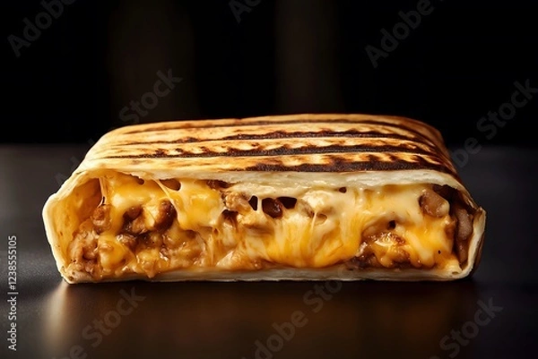 Obraz A french taco with melted cheddar cheese, beef and french fries