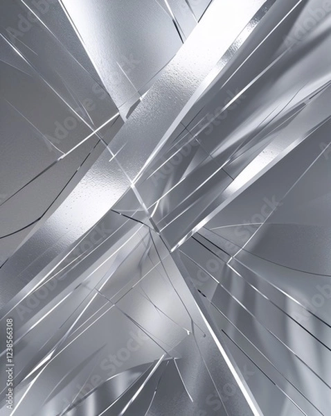 Fototapeta Soft silver with intersecting lines and a reflective surface abstract background