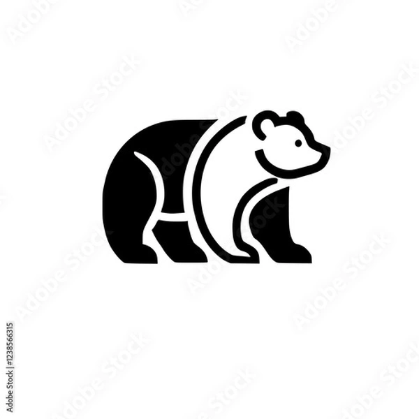 Fototapeta Minimalist Panda Bear Design: Black and White Animal Vector Graphic
