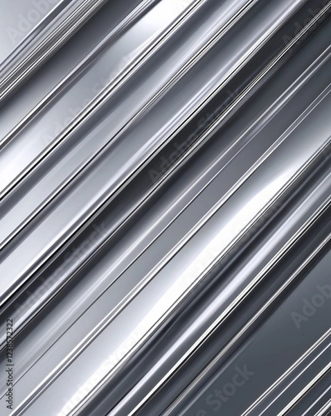 Fototapeta Glossy silver with thin diagonal lines and a modern feel abstract background