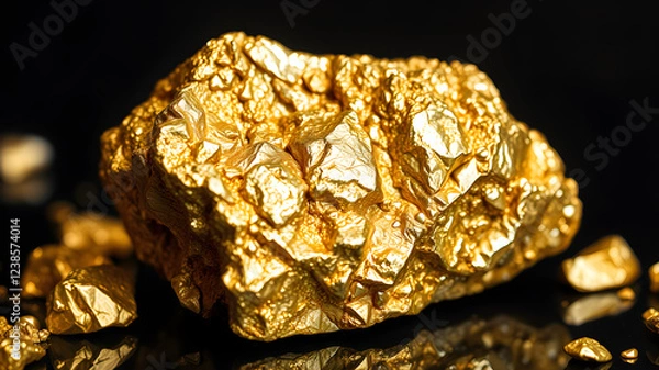 Fototapeta lump of pure gold ore. Generative AI