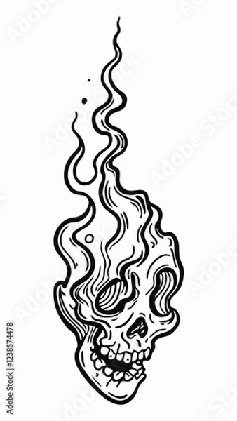 Obraz Skull with Swirling Smoke, Mystical and Dark Art Illustration