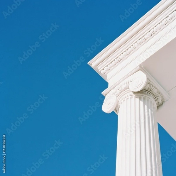 Obraz photo of white greek columns on a blue background