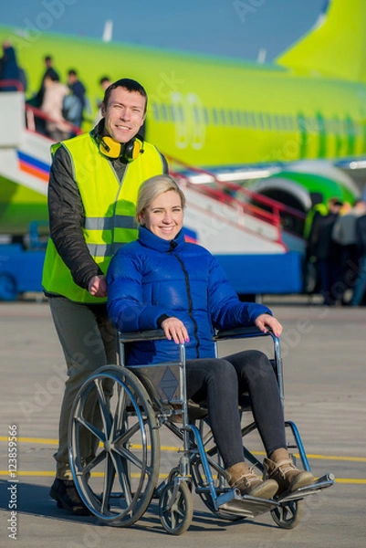 Fototapeta disabled person sit in wheelchair