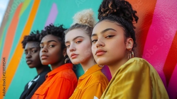 Fototapeta Vibrant portrayal of youth culture embracing intersectionality and diversity within modern society