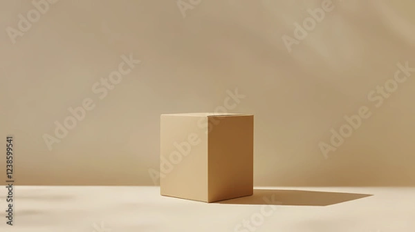 Fototapeta Mysterious box in minimalist light and shadow