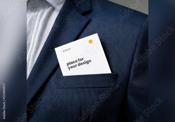 Fototapeta Card Coming out From Elegant Suit Pocket Mockup 02