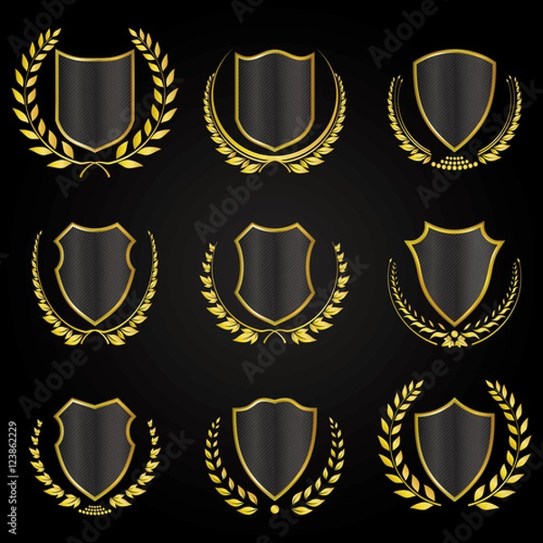 Obraz Black Shields with Laurel Wreath Collection