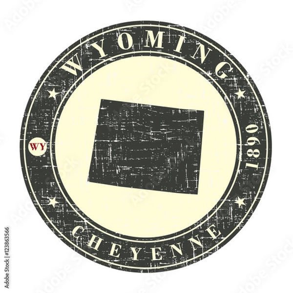 Obraz Vintage stamp with map of Wyoming