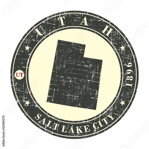 Obraz Vintage stamp with map of Utah