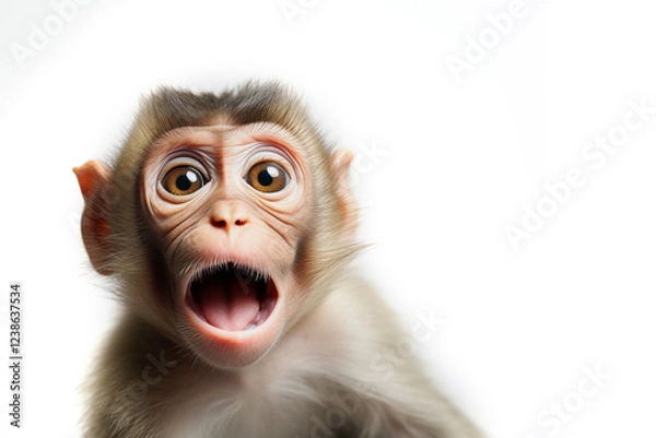 Fototapeta monkeys with shocked face on white background