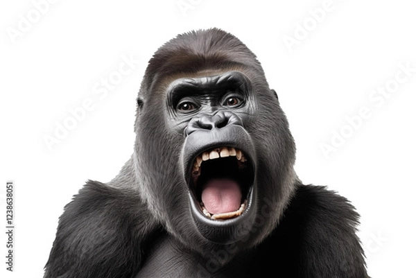 Fototapeta face of gorilla with shocked isolated on transparent background