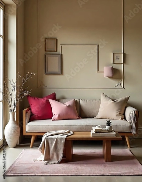 Fototapeta Modern Living Room Interior Design With Neutral Tones
