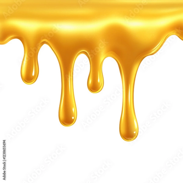 Fototapeta Golden liquid dripping downwards visually appealing texture food beverage backgrounds isolated on png transparent background