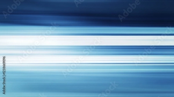 Fototapeta A minimalist background featuring horizontal blue and white stripes with soft edges. This abstract design evokes a sense of speed and movement, making it perfect for graphic design or web layouts.