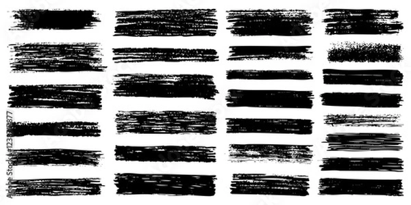 Obraz set of grunge paint, ink brush strokes. brush collection isolated on white background. Trendy brush stroke for black ink paint,grunge backdrop, dirt banner,watercolor design and dirty texture
