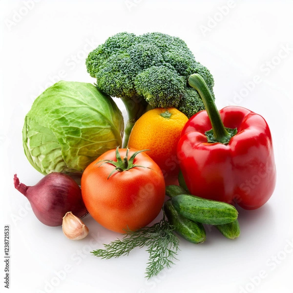 Obraz fresh vegetables on white background