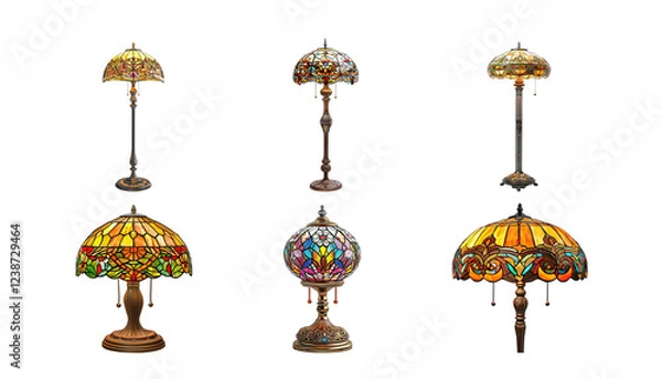 Fototapeta stained glass lamp casting colorful light patterns png pack