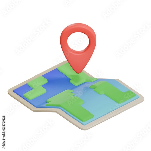 Obraz 3D Isometric Map with Pin