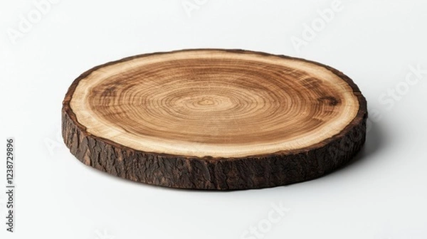 Fototapeta Round Maple Cutting Board with Live Edge for Culinary Use