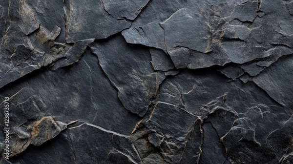 Fototapeta Dark Fractured Stone Texture Background Abstract Geology Surface Natural Black Rock  Solid