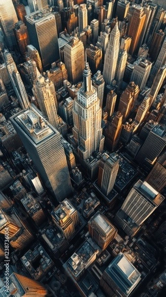 Fototapeta Aerial View of Manhattan Skyline Showcasing Impressive Skyscrapers