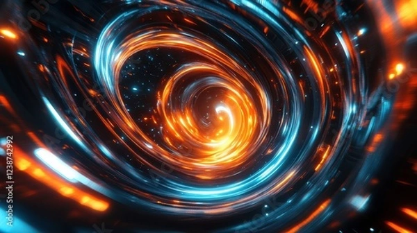 Fototapeta Glowing Vortex Swirl of Energy with Deep Space Sparkles in a Quantum Realm of Colors