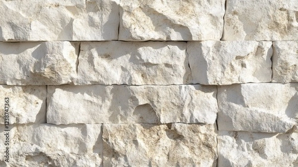 Fototapeta Rough Hewn Stone Wall Texture With Light Natural Rock Background Decorative Construction Surface