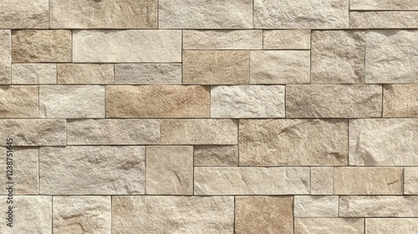 Fototapeta Textured Stone Wall Pattern with Earth Tones Arranged in Rectangular Shapes for a Rustic Design