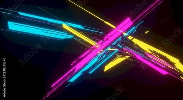 Fototapeta Abstract Neon Lines Cyberpunk Style Vivid Colors Futuristic Background