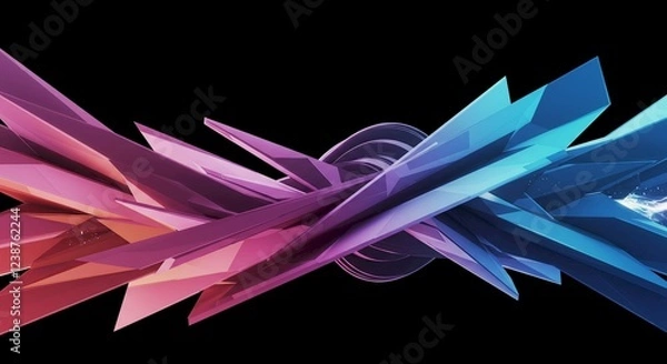 Fototapeta Abstract Geometric Design Pink Blue Purple Crystal Shapes 3D Render