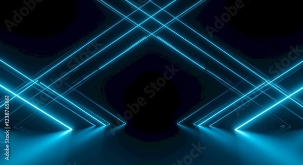 Fototapeta Abstract Neon Blue Lines Futuristic Glowing Stripes Background