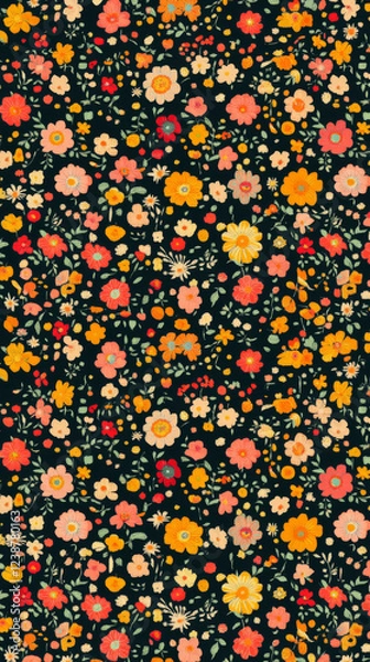 Obraz Colorful floral pattern with vibrant flowers