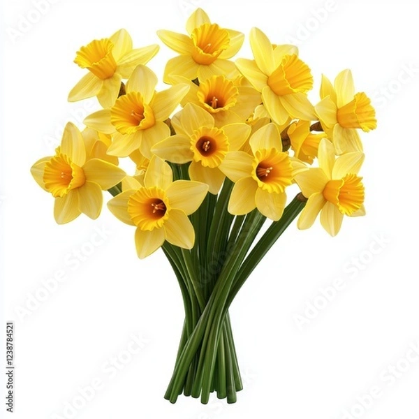 Fototapeta Spring daffodil bouquet symbolizing Easter, isolated on white background
