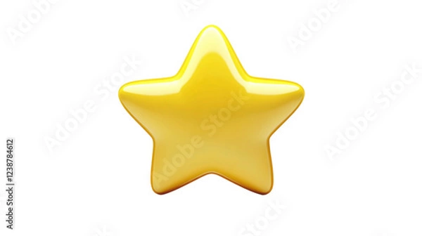 Fototapeta 3d yellow star representing rating, feedback, and quality on transparent background