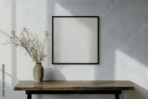 Fototapeta Minimalist Home Decor: Blank Frame Mockup with Dried Flowers