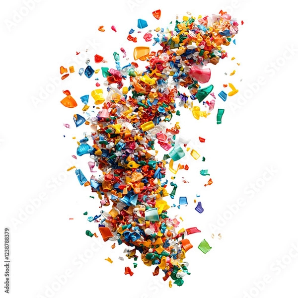 Obraz Twisted Prismatic Microplastic Particles on Isolated Transparent Background