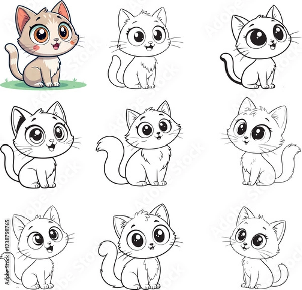 Obraz set of cat vector silhouette