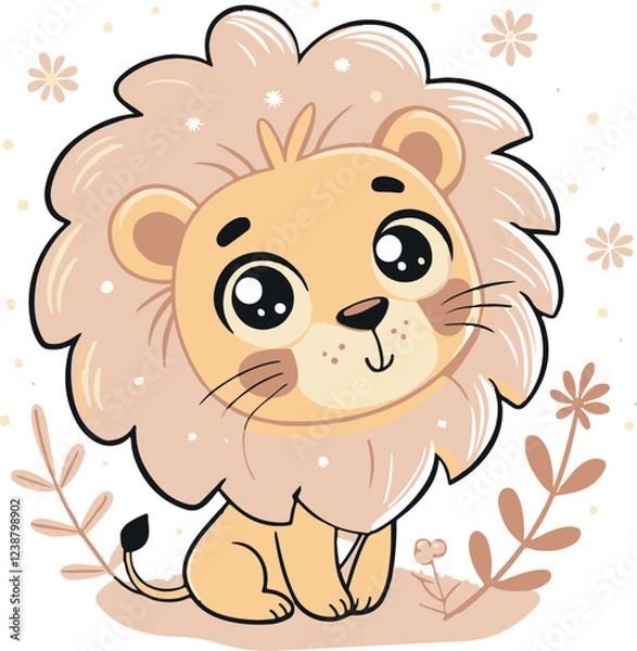 Obraz Cute lion head vector art