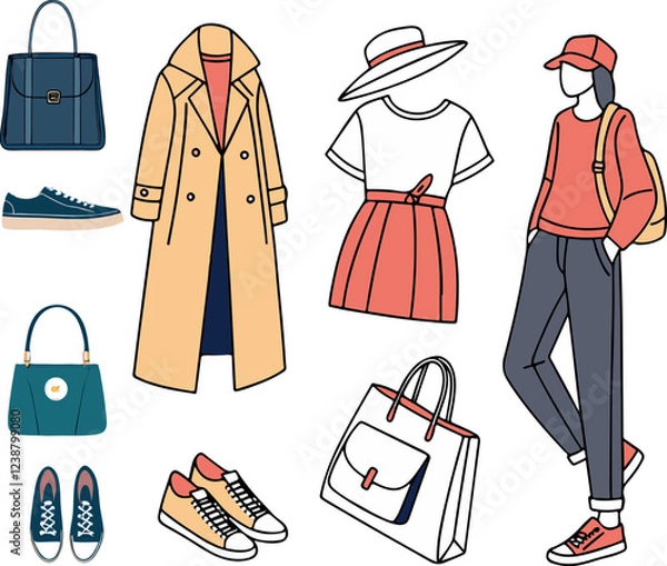 Obraz set of fashion clothes vector illustrator design