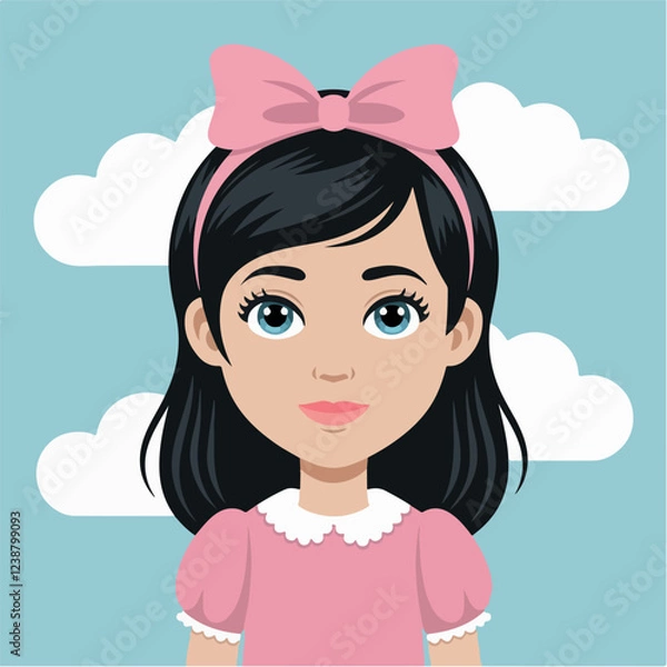 Obraz little girl with cloud vector art