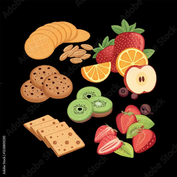 Obraz snacks and fruits Adobe Illustrator Artwork