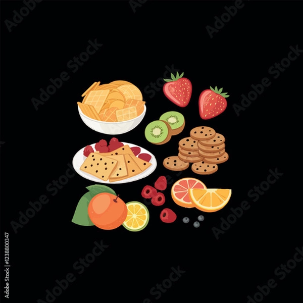 Obraz fruits and snacks vector illustrator
