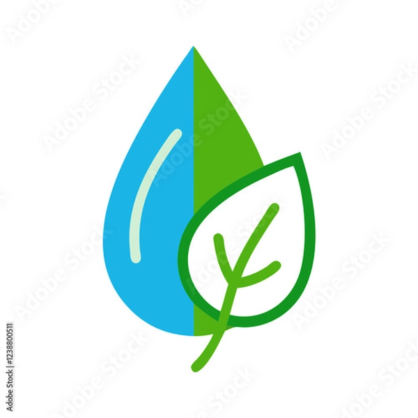 Obraz Leaf with Water Droplet Icon