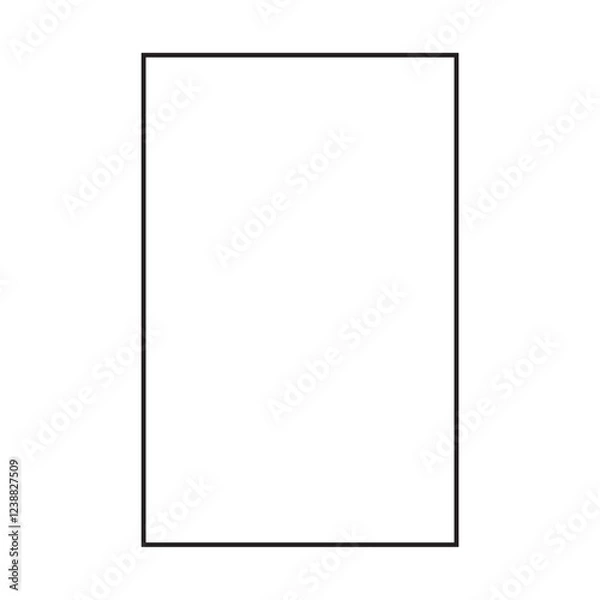 Fototapeta Simple black frame isolated on transparent background. Horizontal rectangle with rounded corners. Empty space