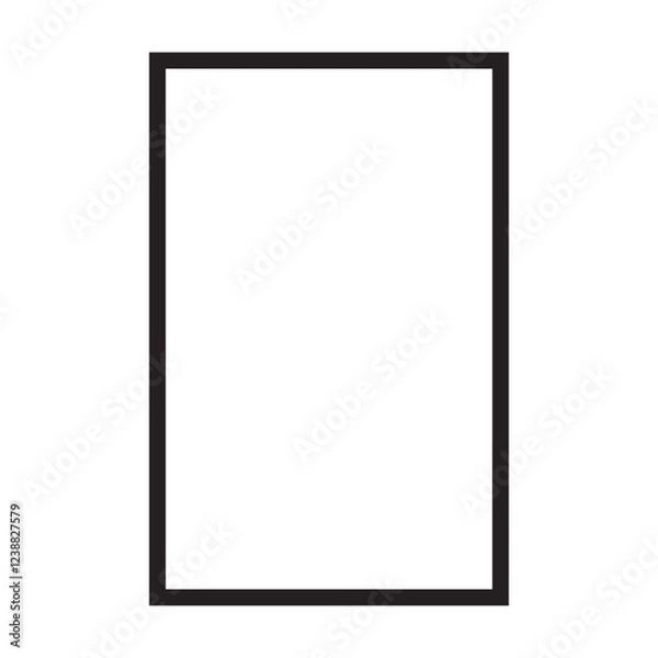 Fototapeta Simple black frame isolated on transparent background. Horizontal rectangle with rounded corners. Empty space
