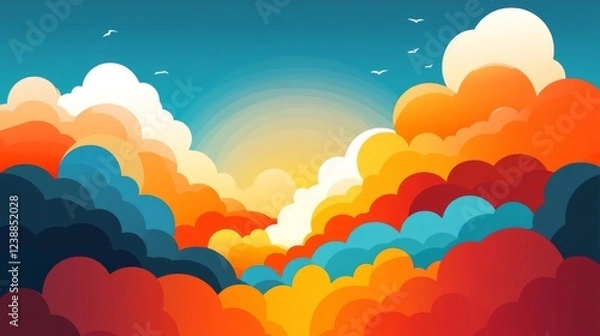 Fototapeta Vibrant Sunset Cloudscape:  A Colorful Sky at Sunrise