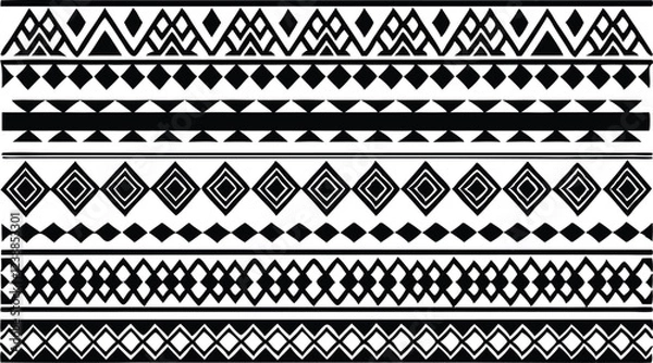 Fototapeta Hand-Drawn Tribal Border Design for Crafts , Fabric, Textile Prints for any project design vector illustration