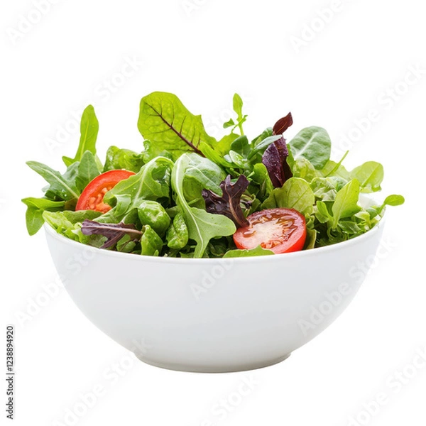 Obraz Fresh salad bowl with mixed greens and tomatoes for a healthy meal option.