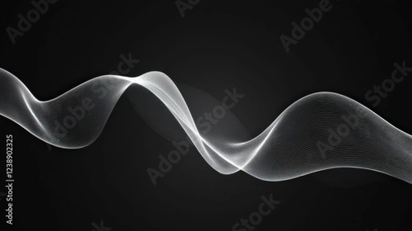Obraz Smooth undulating waves on dark gray background create minimalist design. flowing lines evoke sense of calm and elegance, perfect for modern aesthetics